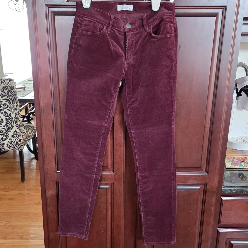 LOFT Deep Purple Corduroy Trousers